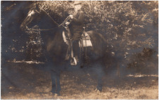 Young Boy Riding a Sturdy Horse Saddle & Reins 1910s RPPC Postcard Photo picture