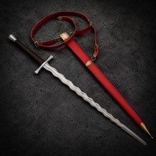 Handmade medieval Flamberge Sword Replica | 5160 Spring Steel Arming Sword picture