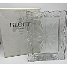 Block Crystal Tulip Garden Picture Frame Hand Cut & Polished Mouth Blown NIB picture