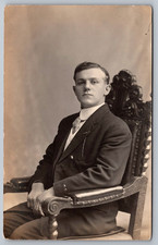 Jersey City NJ~Handsome Sturdy Young Man~New Suit~”Floyd” c1904-18 RPPC Postcard picture