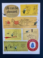 1961 CANADA CANADIAN AD BEER BREWERY MOLSON'S WINTER SPORTS CARTOONS FUNNY picture