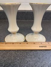 Vintage Rare Find Lenox Classic Ivory 24 Kt Gold Trim Candle Stick Holders  picture