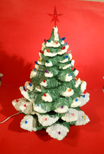 RARE VTG ALBERTA MOLDS 1978 FLOCKED, LIGHT-UP CERAMIC CHRISTMAS TREE 21