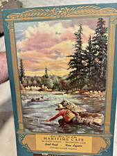 1931 Vintage fly fishing FISK TIRES Advertising Calendar cabin  sporting decor picture