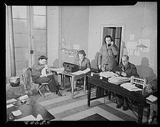 Photo:1910s Office Workers Telephone Typewriter Interior Desk Scene picture