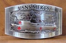USNS Mercy (T-AH-19) Hospital Ship Crew Belt Buckle  Antique Silver picture