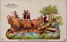 1909 Hudson-Fulton Celebration Postcard - First Vessel Built Manhattan picture
