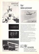 Exocet MM 38 Evades All Quadruple Launcher Aerospatiale Vtg Magazine Print Ad picture