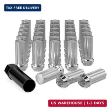 32 PCS M14x1.5 Lug Nuts Chrome, Closed End Duplex XL Spline Lug Nuts with 1 Sock picture