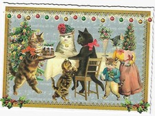 Postcard Glitter Tausendschoen Christmas Kitten Cat Anthropomorphic Postcrossing picture