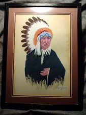 SALE  Original  1973  Loren Pahsetopah 1934-2020 painting Native Indian Art EXC picture