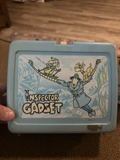 Vintage 1983 Inspector Gadget Lunchbox & Thermos Plastic Blue, Thermos Brand picture