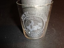 Circa 1900 John Schweyer Etched Shot Glass, Chicago, Illinois picture