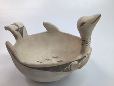 Vintage Michael Kanteena Pottery Bowl Bird Figure Mimbres Laguna  picture