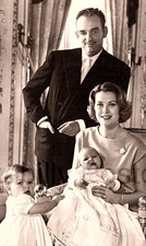 1958 RPPC Prince Rainier & Princess Grace Royal Family Portrait Albert Caroline picture