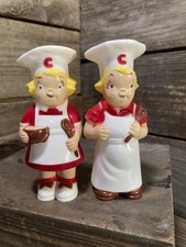 Vintage 1950's Campbell Soup Kids Hard Plastic Salt & Pepper Shakers-4.5