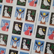 Winter Woodland Animals Pane of 20 Stamps (MNH) picture