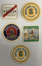 Vintage German Beer Coasters Lot of 5 (SHIPS FREE) picture