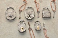 5 Pc Vintage Iron Handcrafted Fine Quality Solid Padlocks, Germany picture