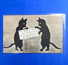 F. A. Owen Co. Vintage Halloween Postcard Black Cats Good Luck Dansville NY 853 picture
