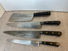 4 pcs Vintage Sabatier 2 Lions chefs cleaver carver / 1 Chef carbon steel  picture