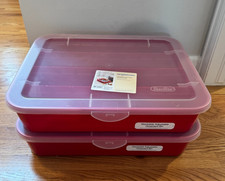 2x Sterilite Christmas Ornament Storage Case 32 Adjustable Stackable 1981 LAB66T picture