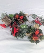 Christmas Floral Picks 5 Red Gold Cardinals Apples Pinecones Berries Ornaments picture