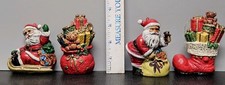 4x Vintage Santa And Gifts Blow Mold Style Christmas Ornaments  picture