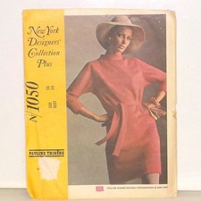 Vtg 1968 McCall's 1050 Pauline Trigere Mod Day Dress Lined size 16 Clever Sleeve picture