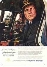 1949 AMERICAN AIRLINES PILOT @ LaGUARDIA Airport DECORATIVE REPLICA METAL SIGN picture
