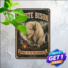 Sacred White Buffalo Spirit Native American Heritage Metal Plaque Tin Sign picture