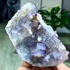 438G Natural Purple QR code fluorite Cube Crystal Mineral Specimen picture