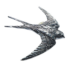Swallow Pin Badge Large Lapel Tie Pin Swallow Tail Bird Brooch English Pewter picture