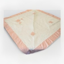 Vintage Madeira Organdy Table Square 41.5” Pink Floral Appliqué Charleston picture