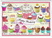 Postcard Glitter Tausendschoen Happy Birthday Celebration Cupcakes Postcrossing picture