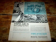 LUDWIG DRUMS ( STRIPES blue ) ORIG 1975 U.S. Vintage magazine PROMO Ad NM- picture