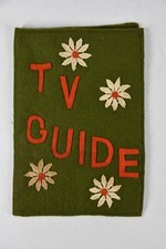 Vintage Felt TV Guide Cover Kitschy MCM Handmade Craft Retro OOAK Home Decor picture
