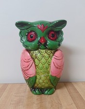 Vintage Bradley Exclusives Japan Owl Bank Neon Green Pink Kitsch No Plug ASIS picture