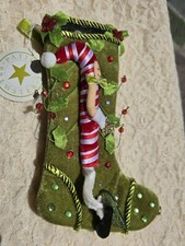 Rare Patience Brewster Mini Stocking Ornament Christmas Holiday Candy Cane Man picture