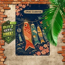 Japanese Spring Festival Koinobori Carp Streamer Metal Tin Sign picture