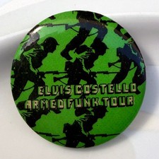 RARE vintage 1979 ELVIS COSTELLO promo pin Armed Funk Tour badge 1.25