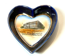 MONTPELIER VT Life Insurance VERMONT ANTIQUE Souvenir China COBALT TRINKET DISH picture