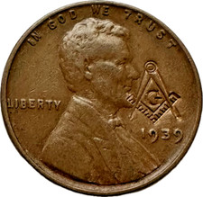 WWII 1939 OLD VINTAGE FREEMASON MASONIC COIN picture