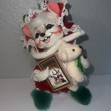 Annalee Bed Time Mouse Figurine 2007 Holding Bear and Book picture