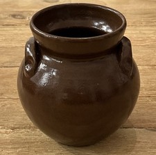 Vintage Jugtown Redware Crock w/ Applied Handles H 5.25