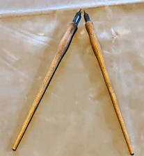 Rare Lot of 2 Antique P Estep Middletown PA Calligraphy Dip Pens Wooden Holders picture