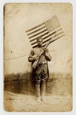 African American Soldier Backward Flag 1918 Civil Rights RPPC Rifle Black J15210 picture