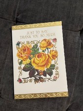 Vintage Victorian Thank You Card, Yellow Roses Gold Foil Greeting Card, The Anti picture
