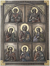 12.25 Inch Jesus and the Seven Archangels Classic Style Antique Bronze Finish Wa picture