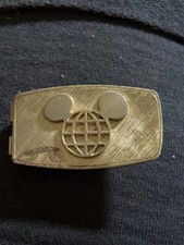 VINTAGE WALT DISNEY WORLD~BRUSHED GOLDTONE GLOBE EARS MONEY CLIP - ANSON CO. picture